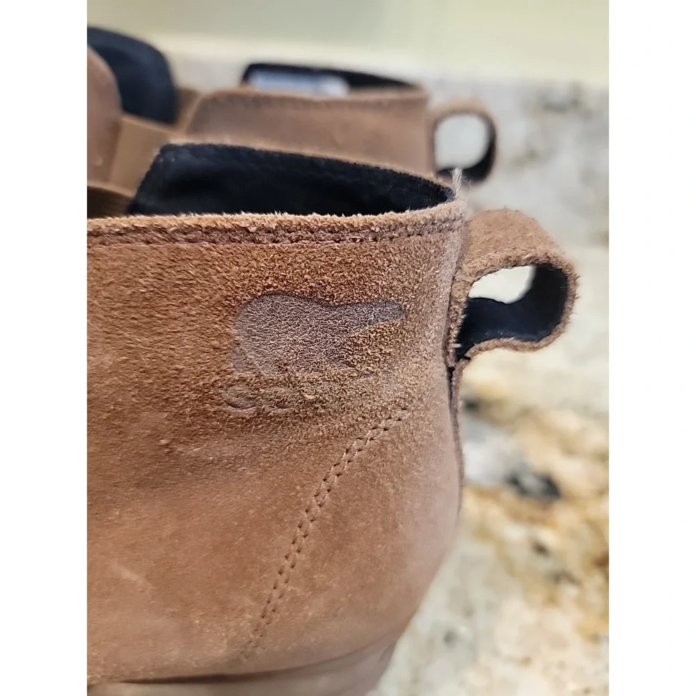 SOREL EVIE PULL ON ANKLE WOMEN BOOTIE SIZE 7.5 TAN DISTRESSED LEATHER